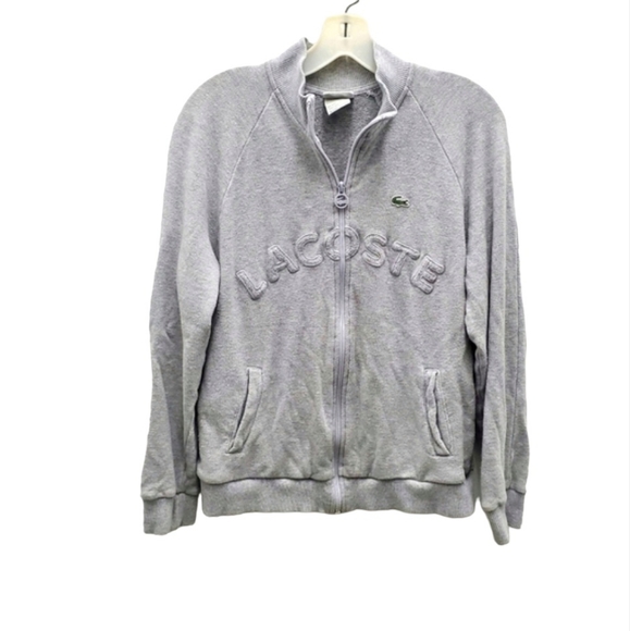LACOSTE Cotton Full  Zip Up Cardigan Sweatshirt Terry Cloth Lining  Men & Women - Picture 2 of 12